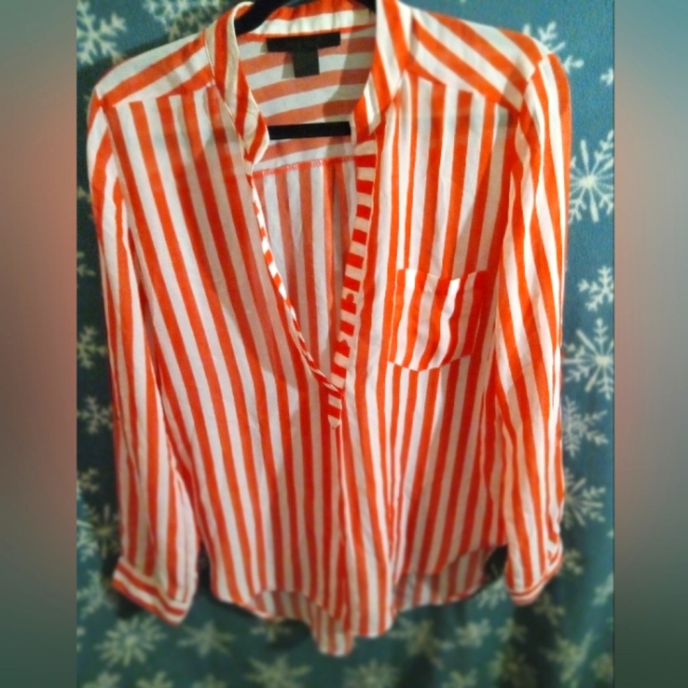 Stripes top, long sleeve mid button up